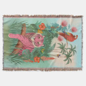 Couverture Tigre rose et perroquet dans la jungle tropicale | (Devant)