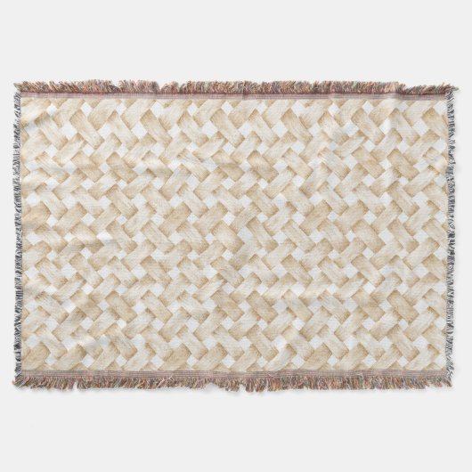 Couverture Tissage Panier Faux Blanc Crème  (Devant)