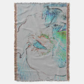 Couverture Tissé Jeu Blanche Nature Bleu Vert (devant Vertical)