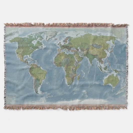 Couverture tissée de carte du monde - tons de la (Devant)
