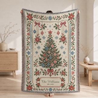 Couverture tissée de Noël personnalisée, style poi