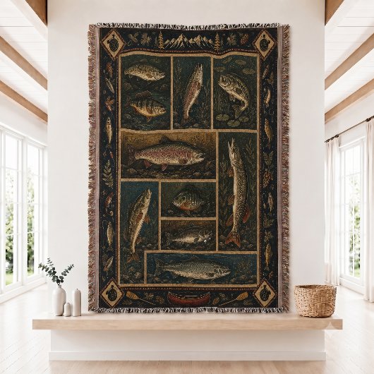 Couverture tissée de poissons de montagne