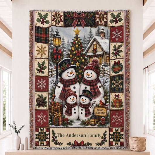 Couverture tissée en patchwork de Noël
