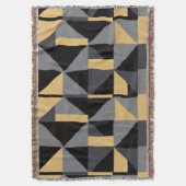 Couverture Tissée Géométrie Noir, gris et or (devant Vertical)