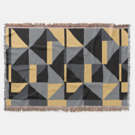 Couverture Tissée Géométrie Noir, gris et or Deken