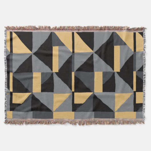 Couverture Tissée Géométrie Noir, gris et or Deken (Voorkant)