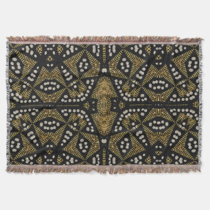 Couverture tissée géométrique tribale noire de
