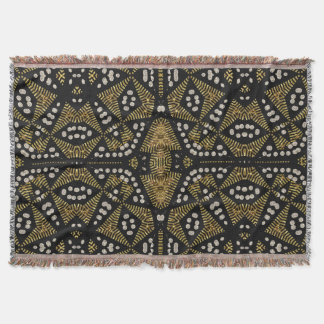 Couverture tissée géométrique tribale noire de jet