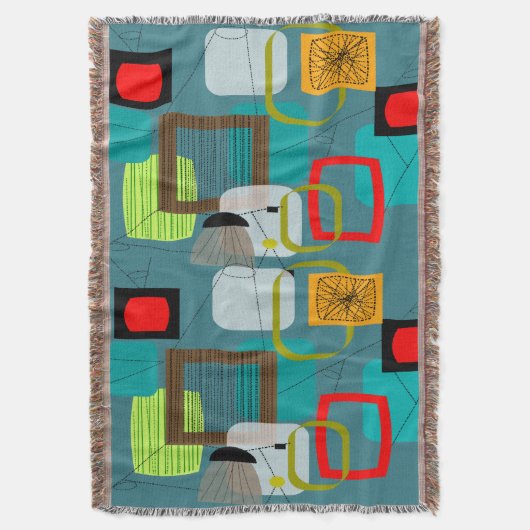 Couverture tissée moderne du milieu du siècle #1 (devant Vertical)