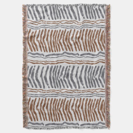 Couverture tissée moderne grise marron (devant Vertical)
