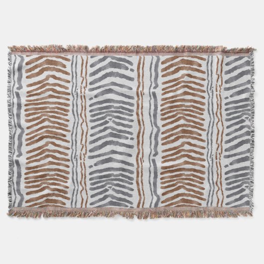 Couverture tissée moderne grise marron (Devant)