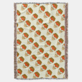 Couverture tissée🍂 Panier de Citrouilles et Blé d'Automne (devant Vertical)