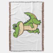 Couverture Tissée Petit Crocodile Kawaii (devant Vertical)