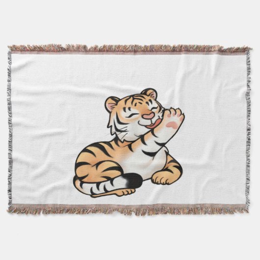 Couverture Tissée Petit Tigre Kawaii (Devant)