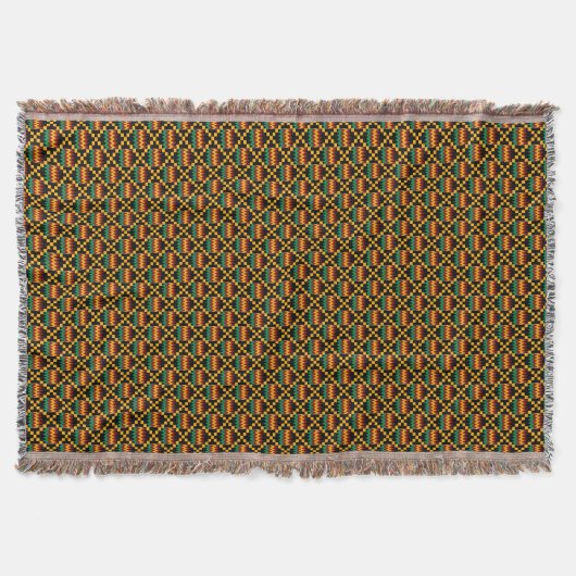 Couverture Tissu Kente vertical noir, vert, rouge, jaune (Devant)
