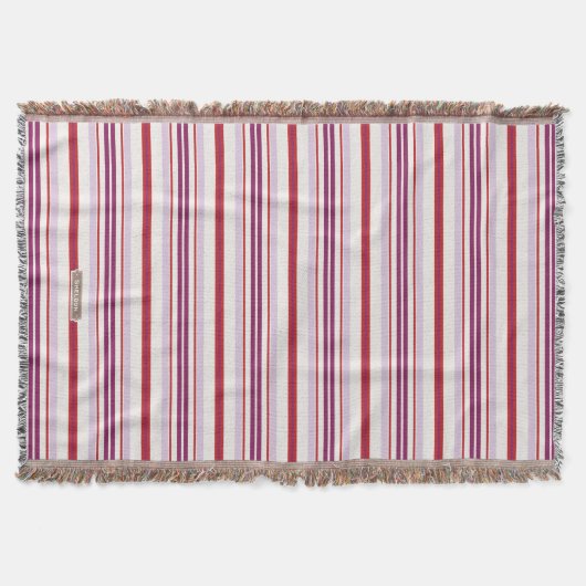 Couverture Tissu moderne chic rouge et violet rayures (Devant)