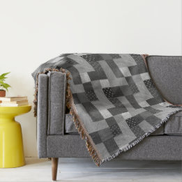 Couverture Tissu patchwork vintage noir et blanc