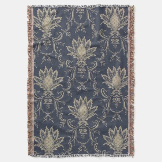 Couverture Toile d'ananas bleu marine Baroque (devant Vertical)