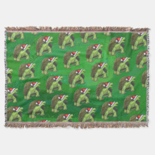 Couverture Tortue à Santa Chapeau sur Vert
