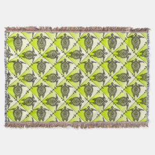 Couverture Tortues de mer chamanique Motif - vert vertical