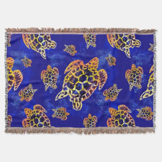Couverture Tortues marines Batik Art Africain (Devant)