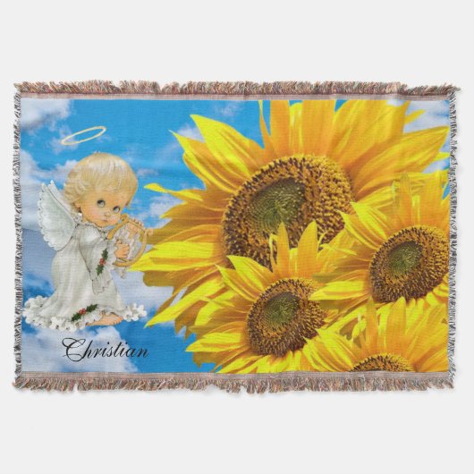 Couverture Tournesol Bébé Angel Floral Jeu Blanche (Devant)
