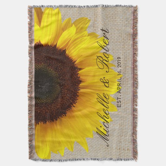 Couverture Tournesol sur Burlap Mariage campagnard rustique p (devant Vertical)