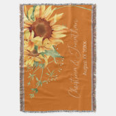 Couverture Tournesols aquarelle romantiques sur orange brûlé (devant Vertical)