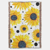 Couverture Tournesols Jaunes sur Fond Blanc Motif (devant Vertical)