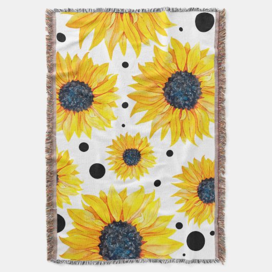 Couverture Tournesols Jaunes sur Fond Blanc Motif (devant Vertical)