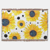 Couverture Tournesols Jaunes sur Fond Blanc Motif (Devant)