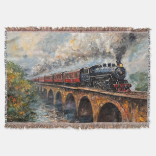 Couverture Train à vapeur sur un pont - Peinture à l'huile