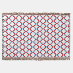 Couverture Trellis blanc et rouge, treillis, Quatrefoil