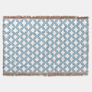 Couverture Trellis bleu blanc et bébé, treillis, Quatrefoil