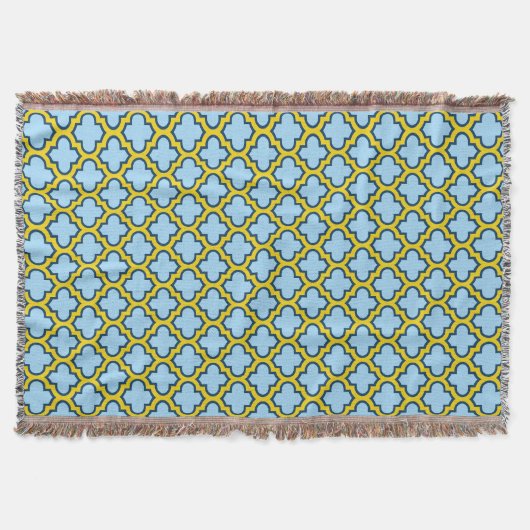 Couverture Trellis bleu et jaune, treillis, Quatrefoil (Devant)