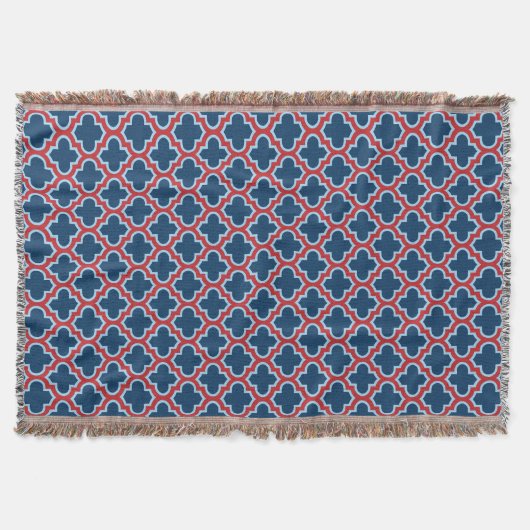 Couverture Trellis marocain bleu et rouge, treillis, Quatrefo (Devant)