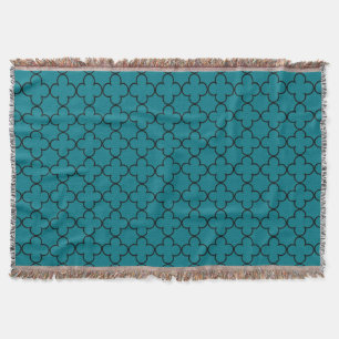 Couverture Trellis marocain turquoise motif jeter la couvertu