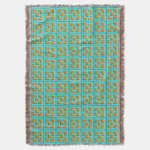 Couverture Trellis Turquoise et Orange Retro Lance Blanche (devant Vertical)