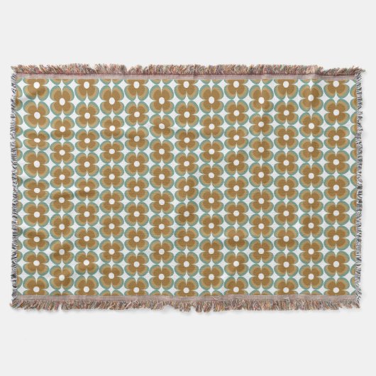 Couverture Trendy Teal Caramel Retro Groovy Flowers Seamless (Devant)