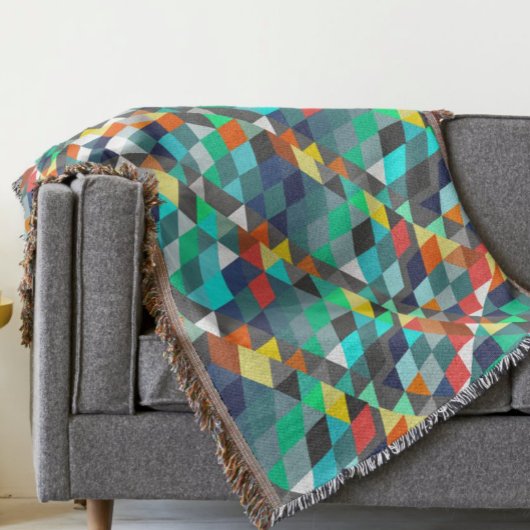 Couverture Triangle géométrique Mint Aqua Coral Moderne Abstr