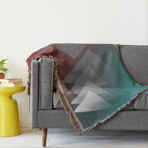 Couverture Triangles gris sur burgundy sarcelle