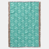 Couverture Tribal aztèque d'Ikat - turquoise et Aqua (devant Vertical)