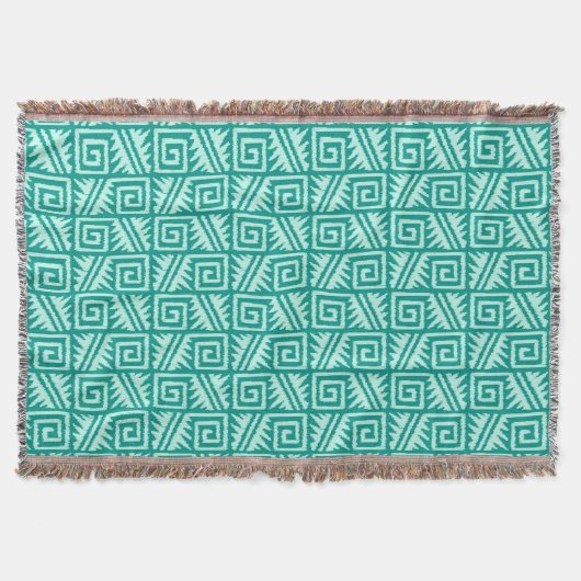 Couverture Tribal aztèque d'Ikat - turquoise et Aqua (Devant)