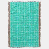 Couverture Tribal Batik - aqua et turquoise avec blanc (devant Vertical)