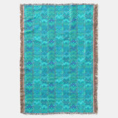 Couverture Tribal Batik Imprimer, Turquoise, Aqua et Seafoam (devant Vertical)