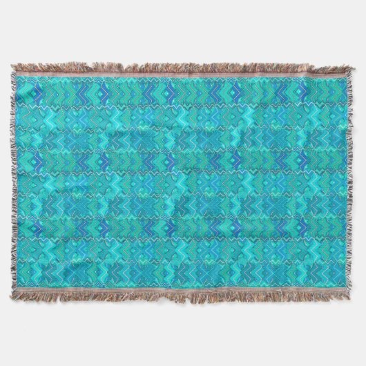 Couverture Tribal Batik Imprimer, Turquoise, Aqua et Seafoam (Devant)