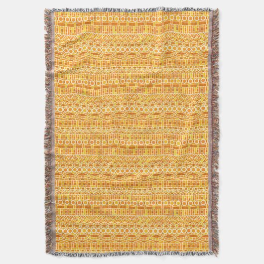 Couverture Tribal Batik - moutarde or et orange (devant Vertical)