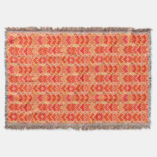Couverture Tribal Batik Print, Mandarin et Light Orange (Devant)