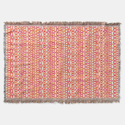Couverture Tribal Batik - tons orange et rose (Devant)