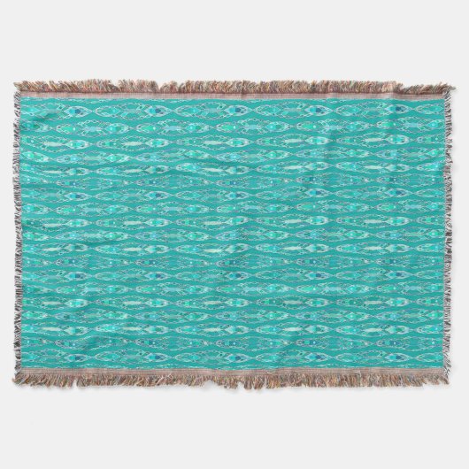 Couverture Tribal Batik - Turquoise et Aquamarine (Devant)